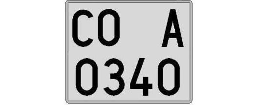 CO0340A matricula cuadrada