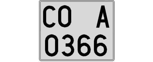 CO0366A matricula cuadrada