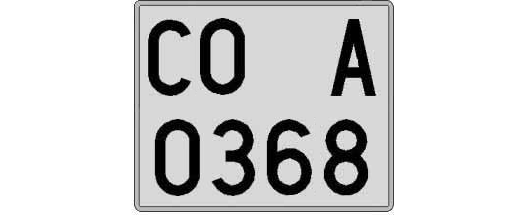 CO0368A matricula cuadrada