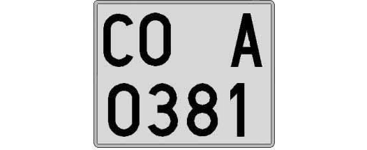 CO0381A matricula cuadrada