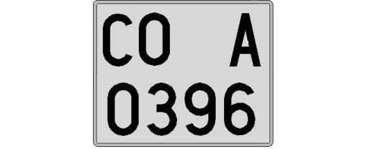 CO0396A matricula cuadrada