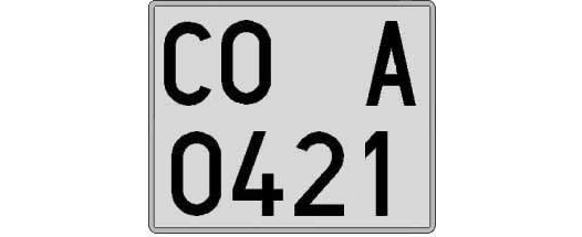 CO0421A matricula cuadrada