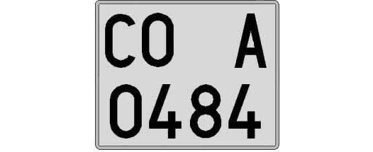 CO0484A matricula cuadrada
