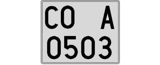 CO0503A matricula cuadrada