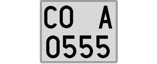 CO0555A matricula cuadrada