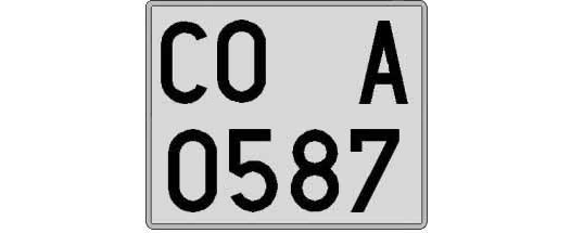 CO0587A matricula cuadrada