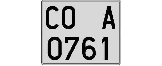 CO0761A matricula cuadrada