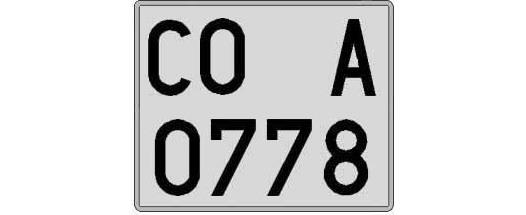 CO0778A matricula cuadrada