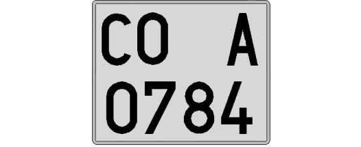 CO0784A matricula cuadrada