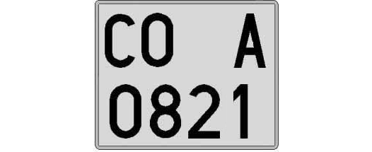 CO0821A matricula cuadrada