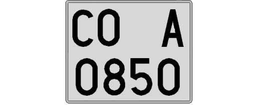 CO0850A matricula cuadrada