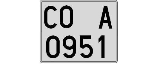 CO0951A matricula cuadrada