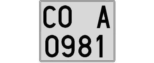 CO0981A matricula cuadrada