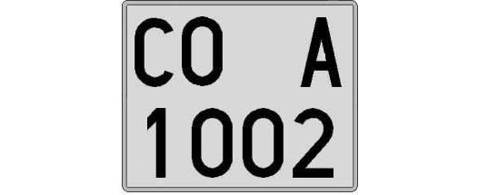 CO1002A matricula cuadrada