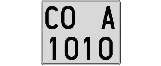 CO1010A matricula cuadrada