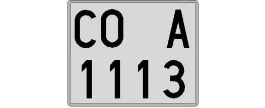 CO1113A matricula cuadrada