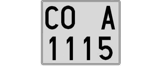 CO1115A matricula cuadrada