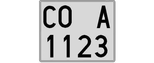 CO1123A matricula cuadrada