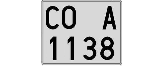CO1138A matricula cuadrada