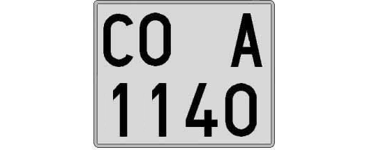 CO1140A matricula cuadrada