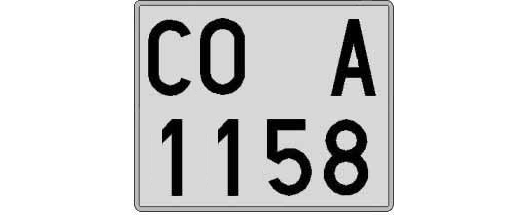 CO1158A matricula cuadrada