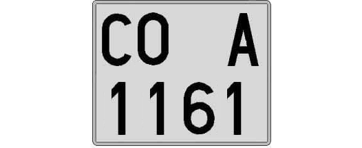 CO1161A matricula cuadrada