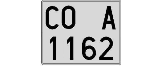 CO1162A matricula cuadrada