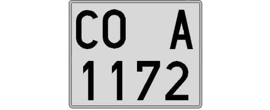 CO1172A matricula cuadrada