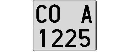CO1225A matricula cuadrada