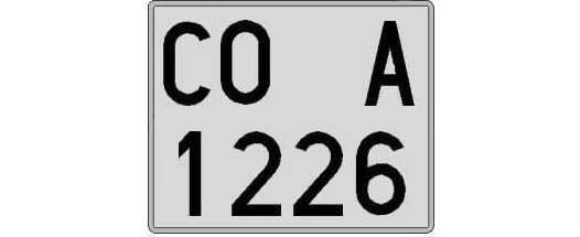 CO1226A matricula cuadrada