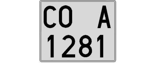CO1281A matricula cuadrada