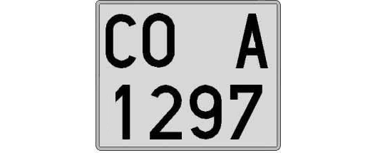 CO1297A matricula cuadrada