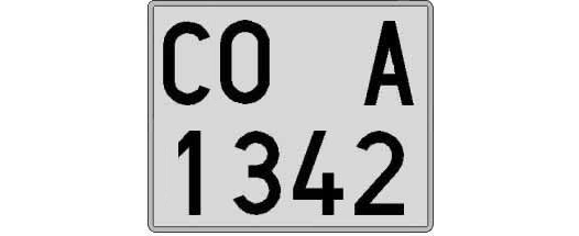 CO1342A matricula cuadrada
