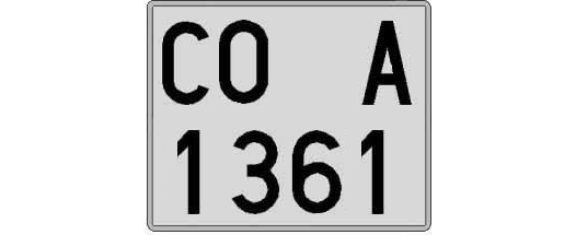 CO1361A matricula cuadrada