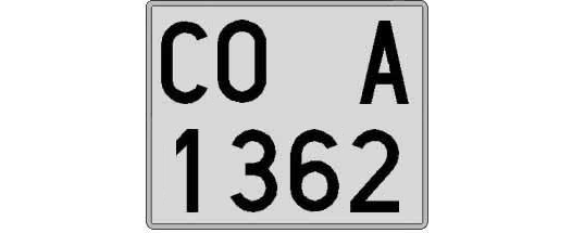 CO1362A matricula cuadrada