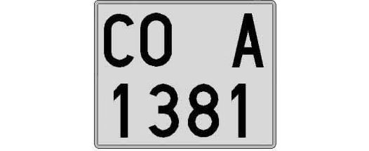 CO1381A matricula cuadrada