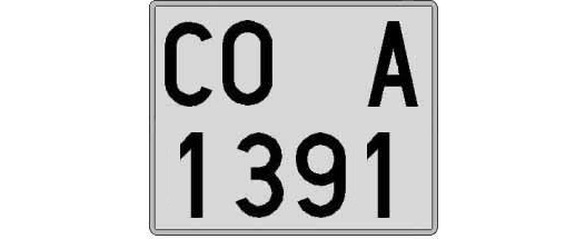 CO1391A matricula cuadrada