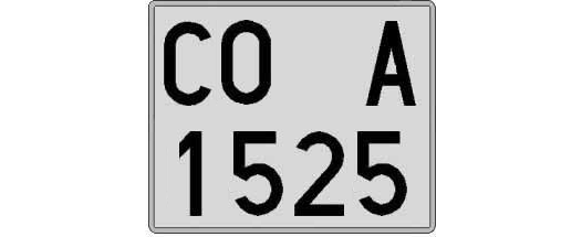 CO1525A matricula cuadrada