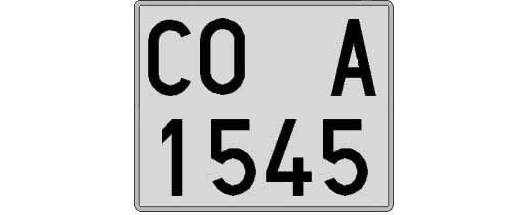 CO1545A matricula cuadrada
