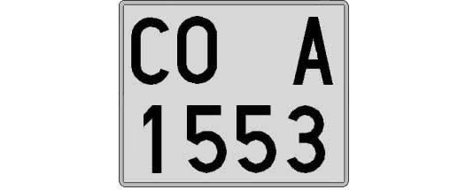 CO1553A matricula cuadrada