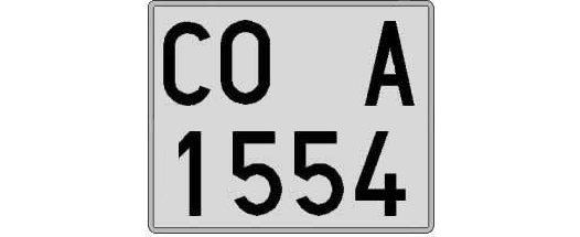 CO1554A matricula cuadrada