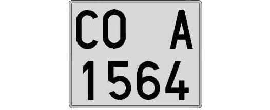 CO1564A matricula cuadrada