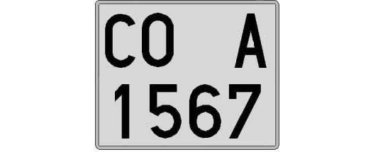 CO1567A matricula cuadrada