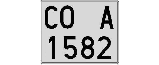 CO1582A matricula cuadrada