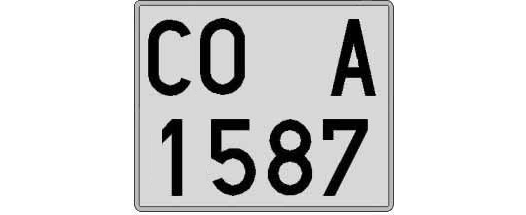 CO1587A matricula cuadrada