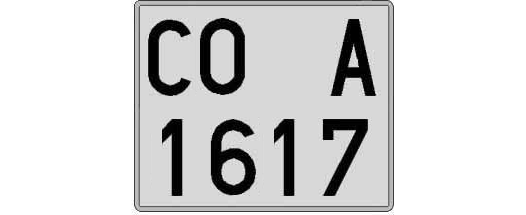 CO1617A matricula cuadrada