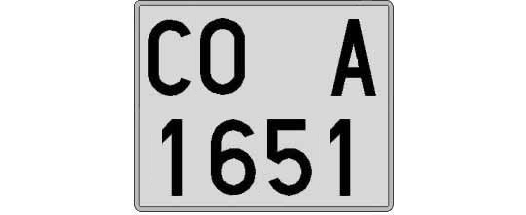 CO1651A matricula cuadrada