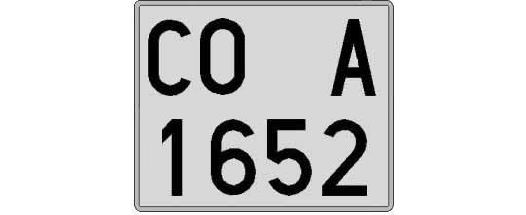 CO1652A matricula cuadrada