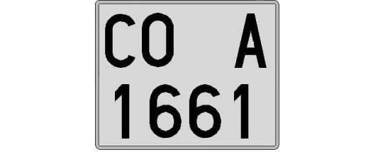 CO1661A matricula cuadrada