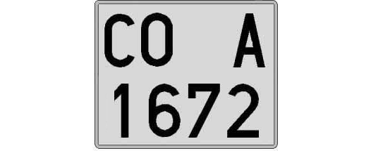 CO1672A matricula cuadrada